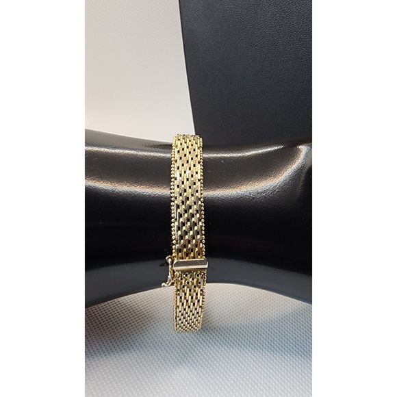 Vintage Gold Italian Mesh Chain Style Necklace & Bracelet Set - Picture 4 of 7